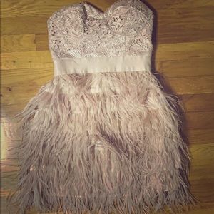 Bebe Strapless Feather Dress